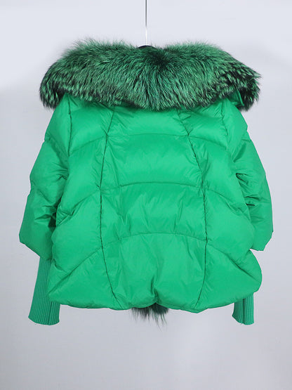 Lose Natürliche Echt Fox Pelz Kragen Mantel Dicke Neue Europäische Mode Weiße Ente Unten Jacke Winter Frauen Warme Luxus Oberbekleidung