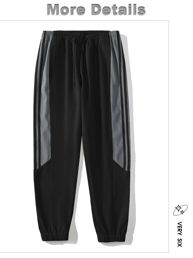 Sports suit men's  spring and autumn striped stand up collar jacket and pants paired with running and fitness two-piece set.