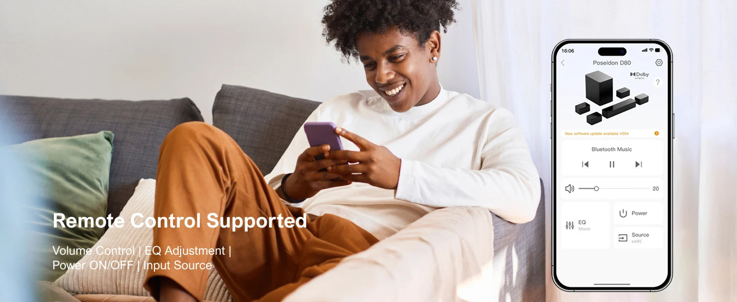 ULTIMEA 7.1Ch Soundbar with Dolby Atmos, APP Control, Surround Sound System for TV, 4 Wired Surround Speakers, Sound Bar for TV.