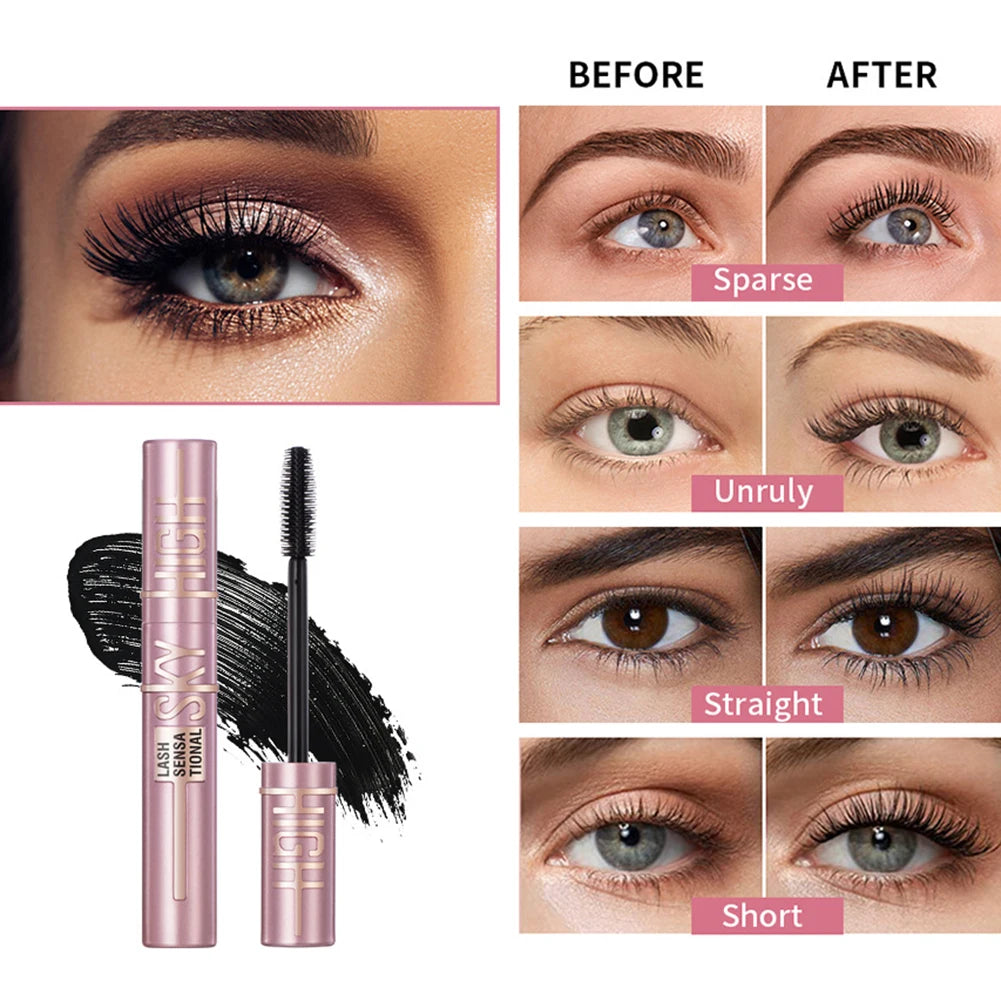 Natural Thick Curling Mascara Makeup Non-Smudge Brushes Lengthens Eyelashes Waterproof Fast Dry Black Curling Mascara Cosmetics.
