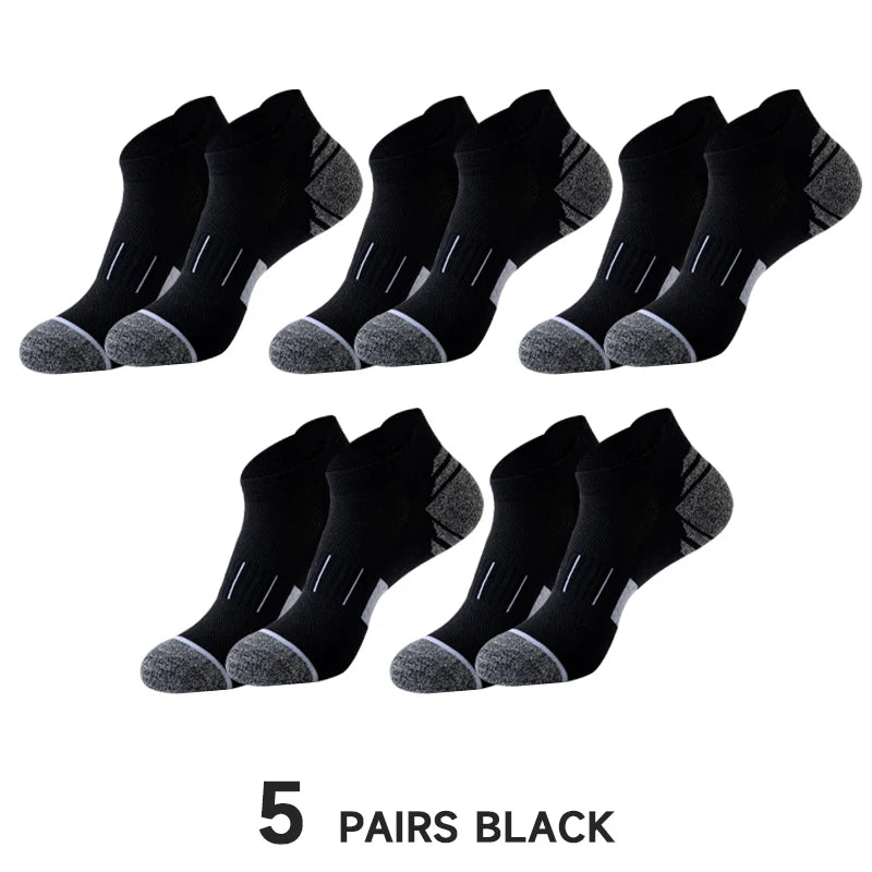 5 Pairs Socks Men's Short Socks Sweat Absorbent and Odorous Basketball Socks Running Sports Socks Breathable Mesh Men's Socks