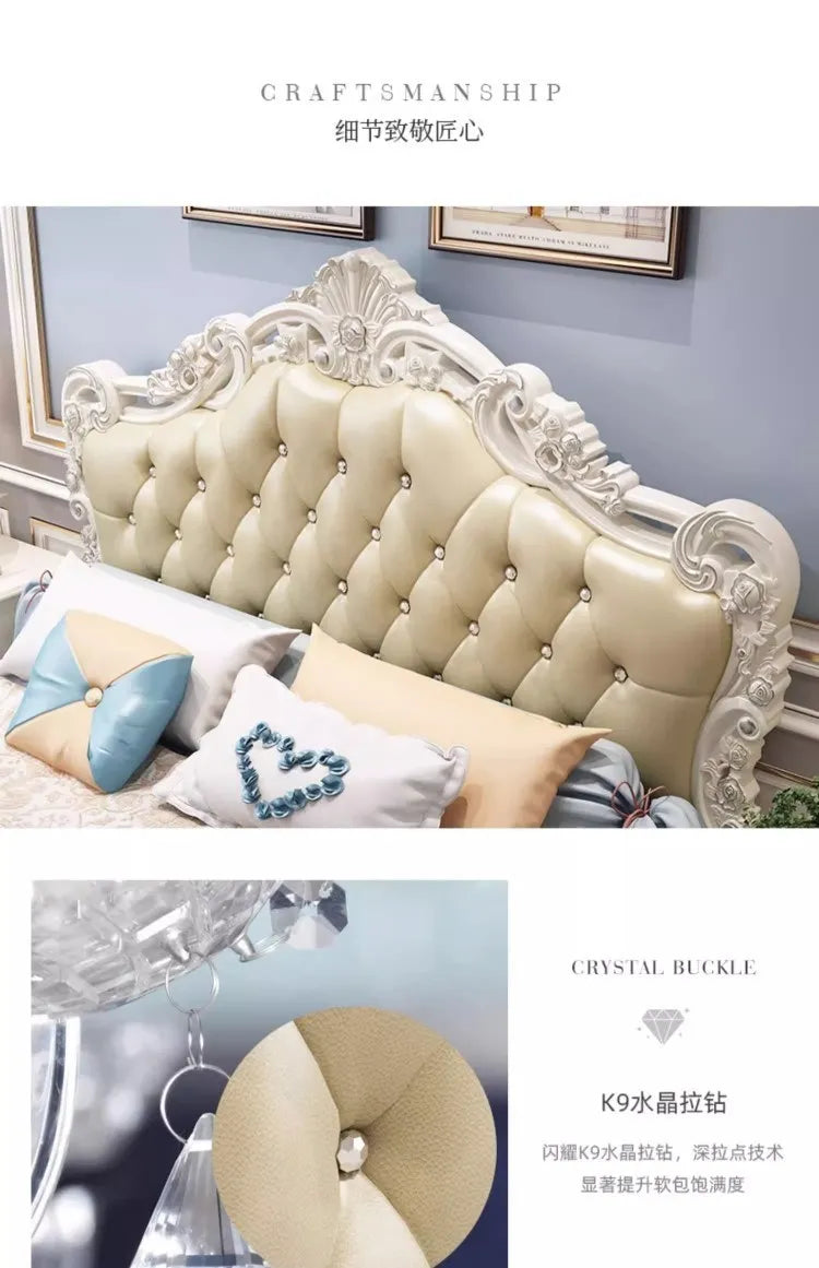 Weißes hohes Doppelbett mit Schubladen, schlichtes rosa nordisches italienisches 180 x 200 cm großes Luxusbett, moderne Mädchenvilla, Cama-Hochzeitsmöbel