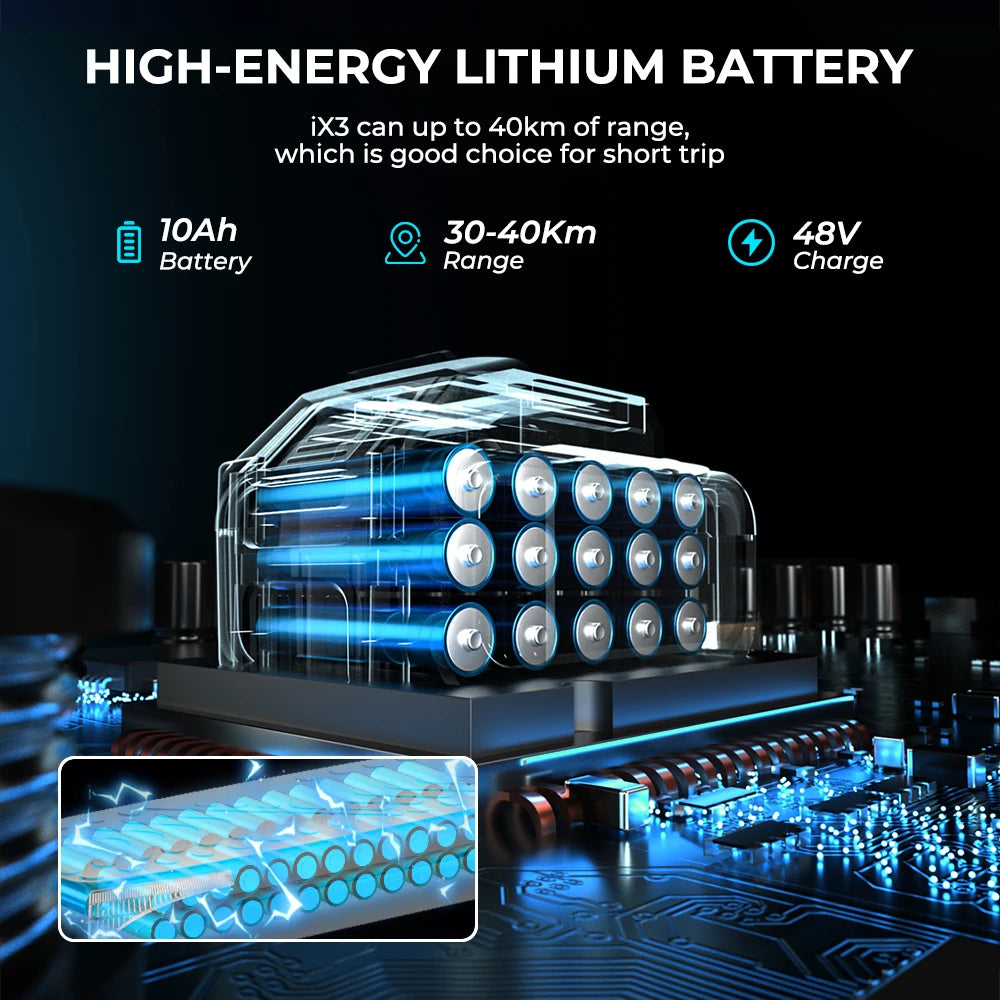 iScooter ix3 Foldable Adult Electric Scooter E-Scooter 40 KM/H Electric Kick Scooter 800W Skateboards 48V 10Ah Kickboard.