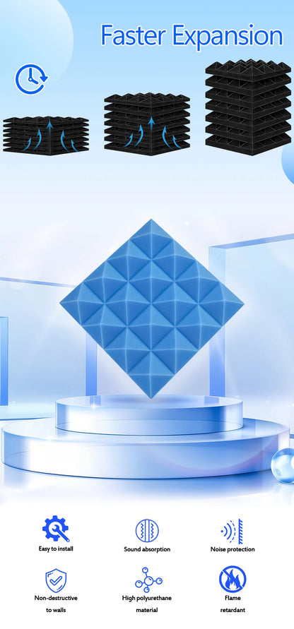 Sound Absorbing Wall Panel 6/12/24Pcs Acoustic Foam Self Adhesives Decor Studio Echo Canceling Treatment For Game Room Cinema