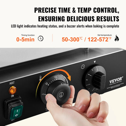 SucceBuy Electric Donut Maker Commercial Doughnut Machine with Non-stick Surface Double-Sided Heating Waffle Doughnut Machine.