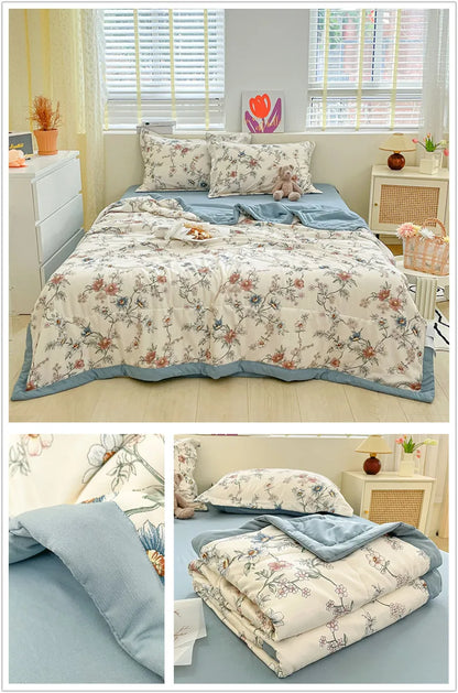 Printed Thin Duvet Skin-friendly Comforter 100x150cm for Kids Quilt Soft Bedspread Summer Blanket edredones (No Pillowcase)
