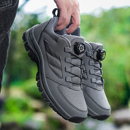 Männer Turnschuhe Stilvolle Rotierenden Schnalle Wanderschuhe Einfarbig Komfortable Nicht-slip Sportliche Schuhe Plus Größe Männer Schuhe Leder