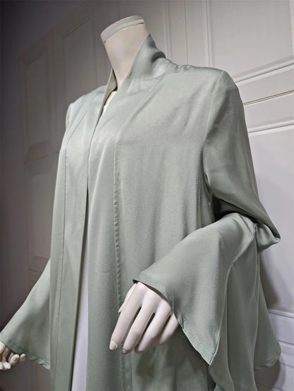 Siskakia Muslim Open Kimono Abaya For Moroccan Women Fashion Ruffle Sleeve Arab Dubai Clothing Jalabiyat Turkey Soft Gulf Robe