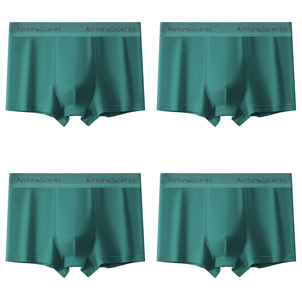 4Pcs Männer Unterwäsche Sportliche Boxer Plus Größe Jugend Boxer Shorts Bequeme Atmungsaktive Flache Hosen männer Quadratische Höschen Slip geschenk