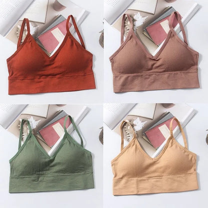 Kit 4 Women Seamless Bra Set, Sexy Beautiful Back Cotton Bra Comfortable Breathable Padded Bra Underwear.