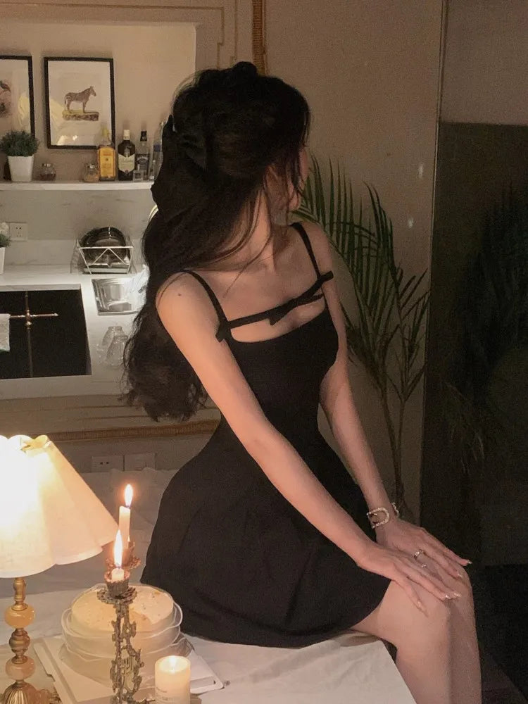 Sommer y2k Spaghetti träger Abend party Kleider solide elegante ärmellose sexy A-Linie kurzes Kleid ein Stück Vestido Mujer