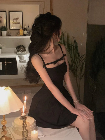 Sommer y2k Spaghetti träger Abend party Kleider solide elegante ärmellose sexy A-Linie kurzes Kleid ein Stück Vestido Mujer