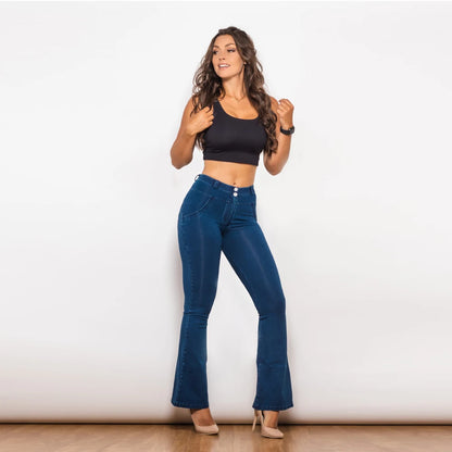 Shascullfites Melody Flare Jeans Women Scrunch Bum Butt Lift Jeans Wide Leg Slim Jeans Sexy Elegant Denim Pants.