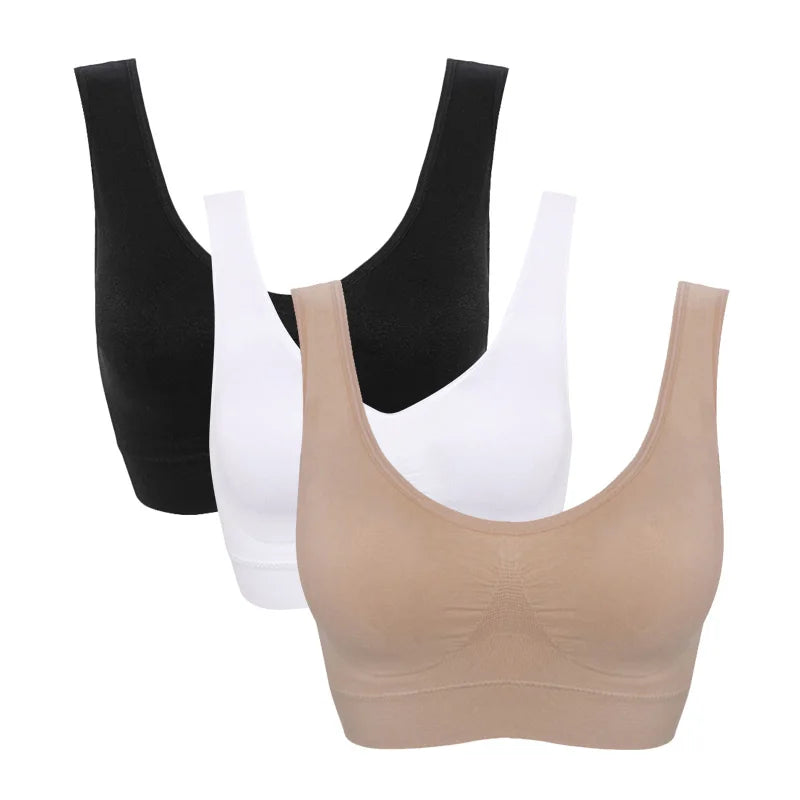 3PCS/lot Seamless Bra With Pads Plus Size Bras For Women Active Bra Wireless Brassiere Push Up Big Size Vest Wireless BH 5XL.