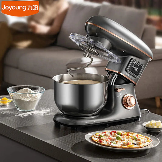 Joyoung 5L Stand Dough Mixer For Kitchen Cream Whisk Cake Dough Blender With Stainless Steel Bowl 6 Gears Chef Machine.