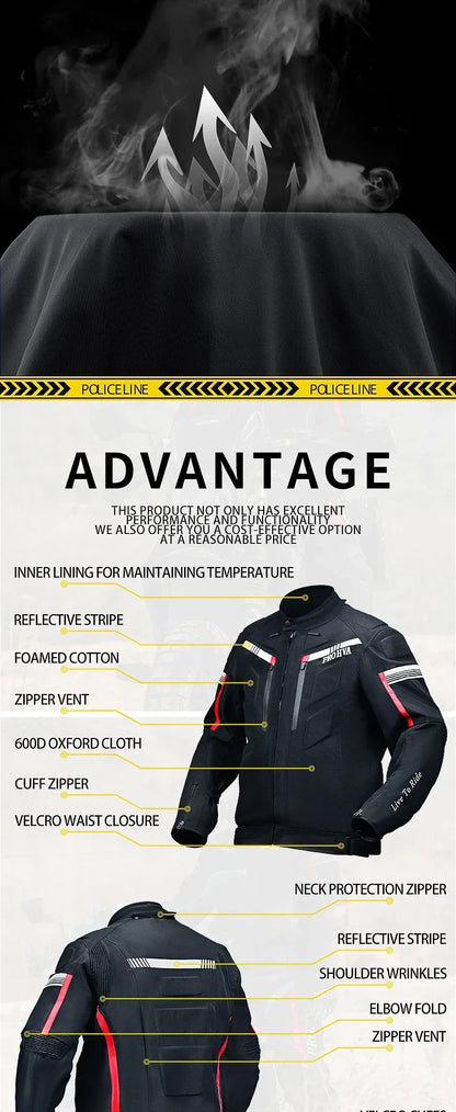 HVA Waterproof Motorcycle Jacket Men's Racing Suit Removable Liner Warm Autumn and Winter Motorcycle Jacket Suit Anti-fall Suit.