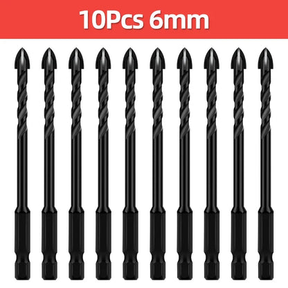 Kreuz-Sechskant-Fliesenbohrer für Glas, Beton, Keramikfliesen, Lochöffner, Tunstenkarbid, Hartmetall-Bits-Set, Werkzeuge, 3, 4, 5, 6, 8, 10, 12 mm