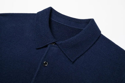 Luxury Men Cashmere Sweater 100% Merino Wool Buttoned Pullover Autumn Winter Polo Collar Knitwear Male Casual Warm Jumper Tops.