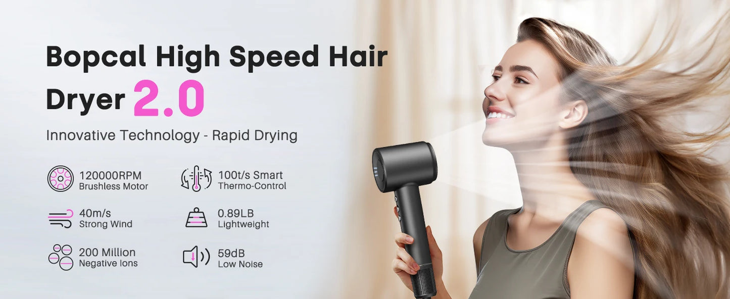 Hair Dryer High-Speed 120000 RPM 500 Million Ions Electric Low Noise, Constant Temperature And Quick Drying For Home Salons