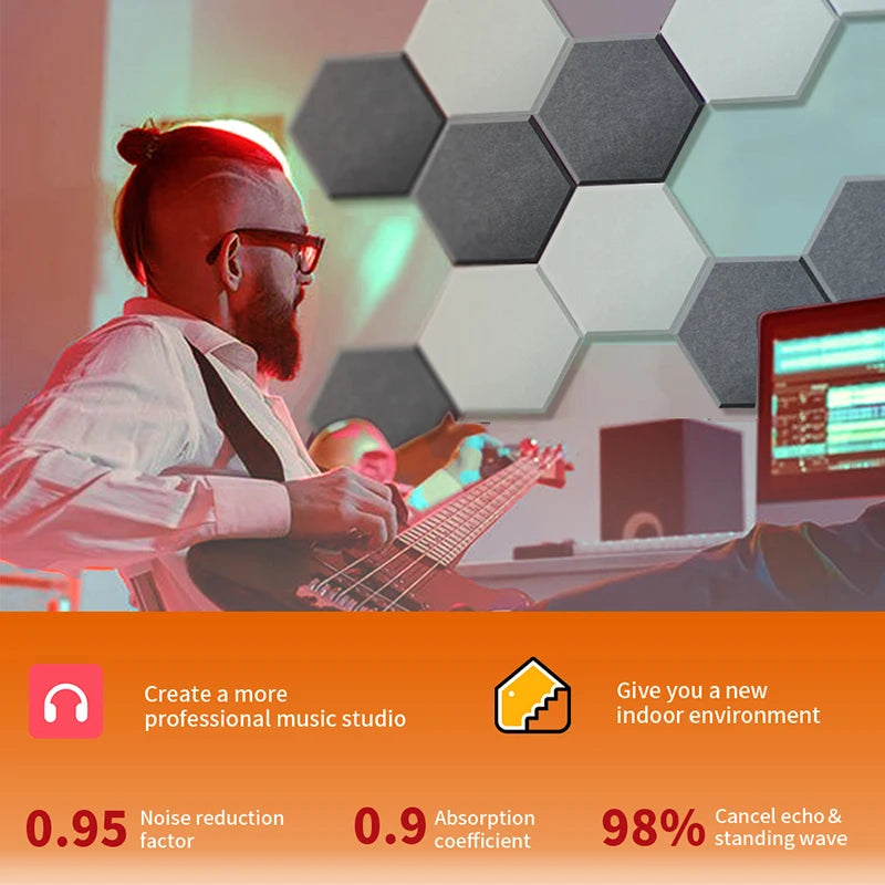 TOUO Sound Absorbing Panel 12 Pcs Studio Acoustic Panel High Density Insulation Acoustic Treatment Drum Room Wall Soundproofing