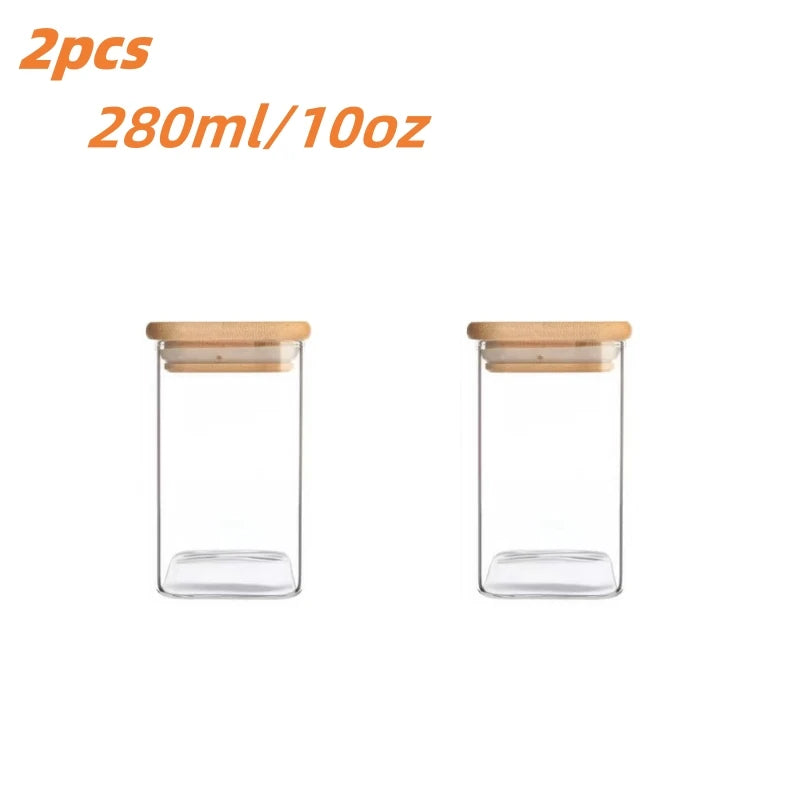 1/2/4/8pcs, 10oz Glass Jars With Airtight Lids, Candy Jars, Food Storage Containers With Bamboo Lids, Clear Jars.
