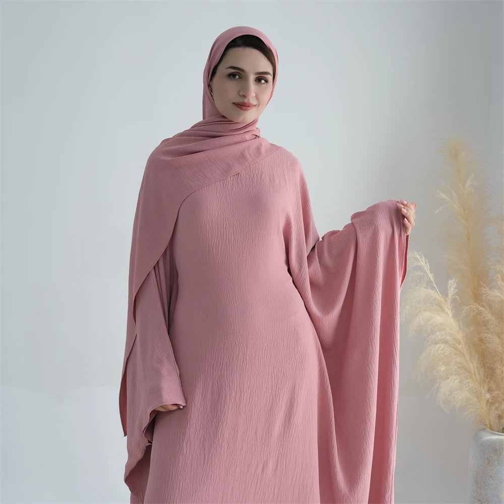 Ramadan Eid Baumwolle Leinen Khimar Abaya Set Dubai Muslim Sets Hijab Kleid Kaftan Abayas Kaftan Marocain Femme Vestidos Para Mujer