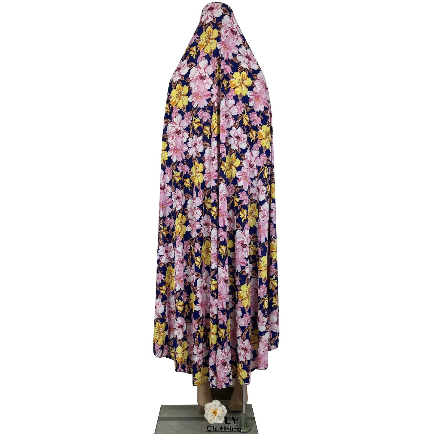New Dubai Islamic Robe Ramadan Womens Hooded Abaya African Sleeveless Loose Soft Prayer Garment Muslim Floral Dress With Hijab.