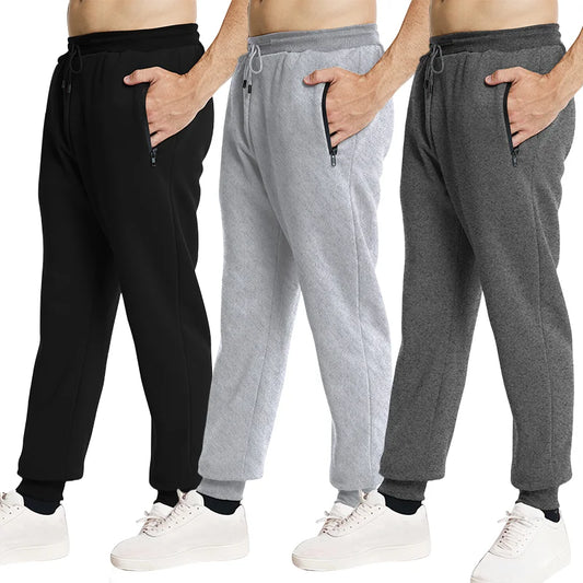 New Sweatpants Side Zipper Pockets Men Joggers Track Pants Elastic Waist Sport Casual Trousers Baggy Fitness Gym Clothing.