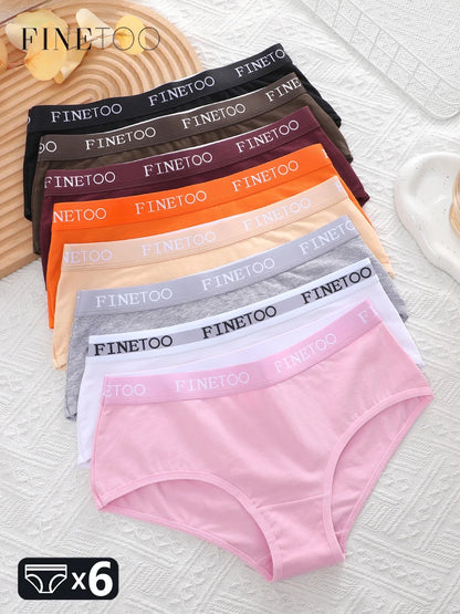 6Pcs Cotton Letter Belt Underwear for Women Sexy Breathable Low Waist Briefs Female Solid Stretch Lingerie Casual Sports Panties.