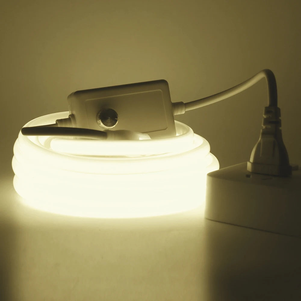 Dimmable COB LED Neon Light Strip 220V Dimmer Power Kit Waterproof 10 Colors 5m 10m 20m 30m 0.5m 288LEDs/m Flex Tube Lamp Decor