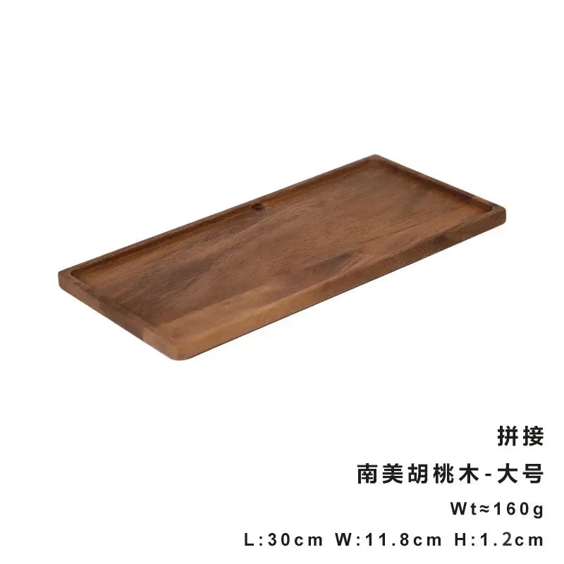 Rectangle Wooden Tea Tray Serving Table Plate Snacks Food Storage Dish for Hotel Home.