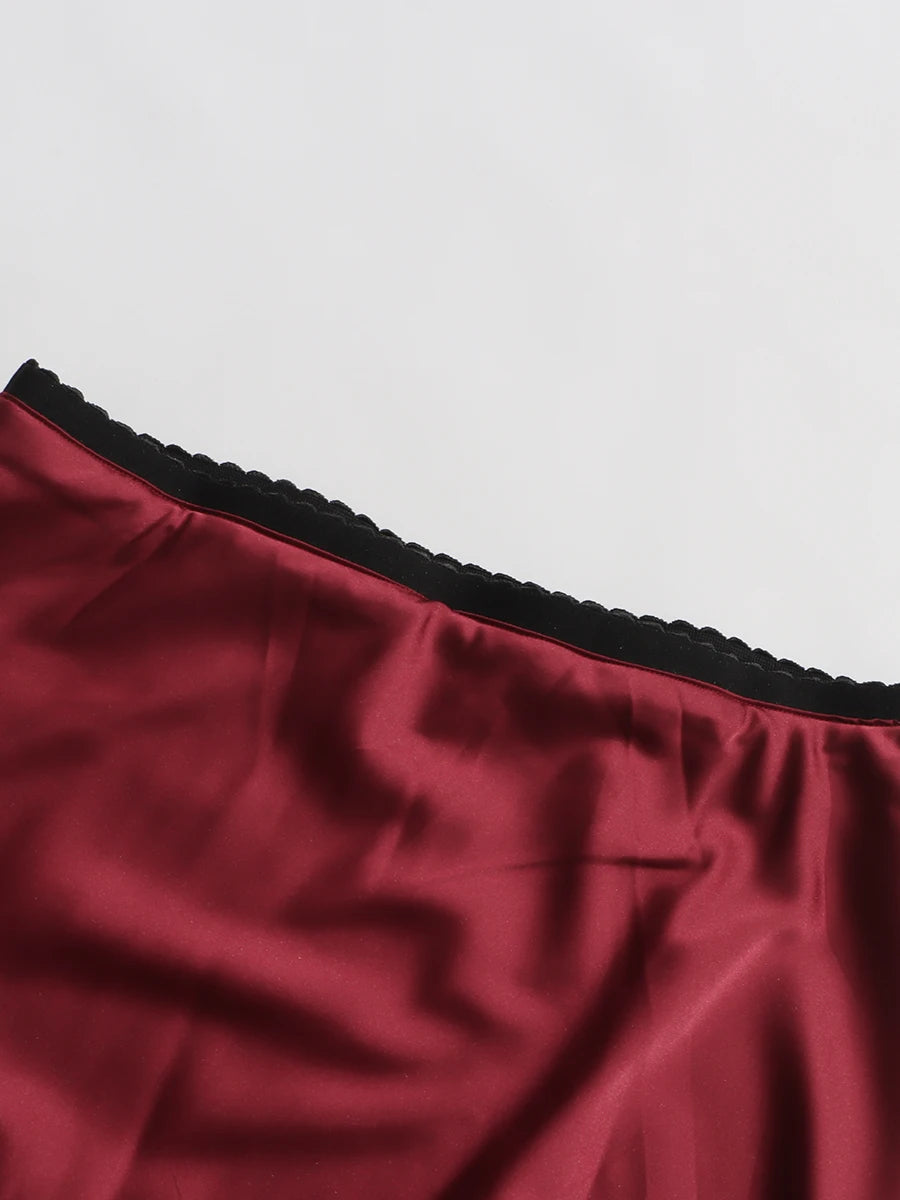 TWOTWINSTYLE Colorblock Slimming Fashion Midi Skirts for Women Patchwork Lace Temperament Skirt Female Elegant Clothing Style.