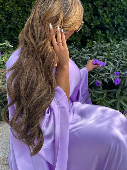 Eid glänzende Fledermaus Satin Abaya Dubai Luxus muslimische Abayas für Frauen Maxi Kaftan Kleid islamische Kleidung Kaftan Marocain Femme.