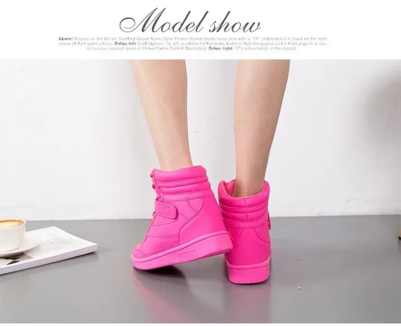 Designer Woman Breathable High Top Black White Boots Women Casual Sport Shoes Platform Hidden Increasing Sneakers Leather Shoe.