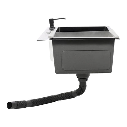 Küchenspüle aus Edelstahl 201 mit Wasserhahn, Seifenspender für Häuser, Restaurants, Wäschezimmer, Keller, 45 x 40 x 20 cm