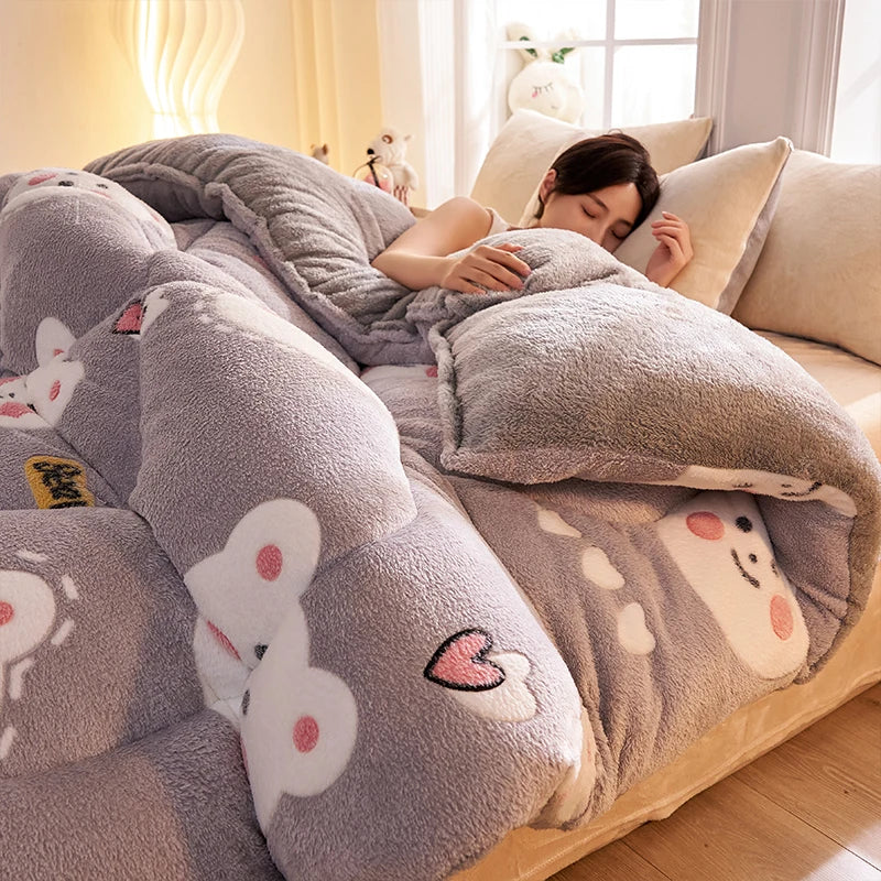 Lamb fleece  - et winter super warm quilt autumn spring bedding milk fleece comforter 5kg thickened dormitory single double.
