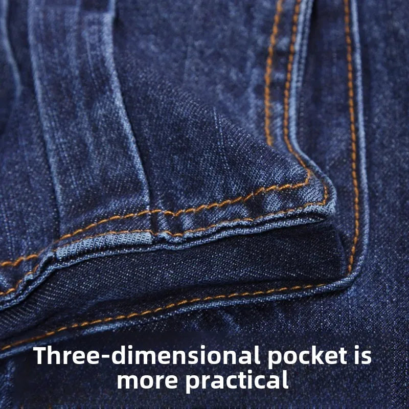 Men's Autumn/Winter Multi-Pocket Straight-Leg Cargo Pants Loose Fit Plus Size Plus Beefy Jeans Casual Comfortable Denim Trousers.