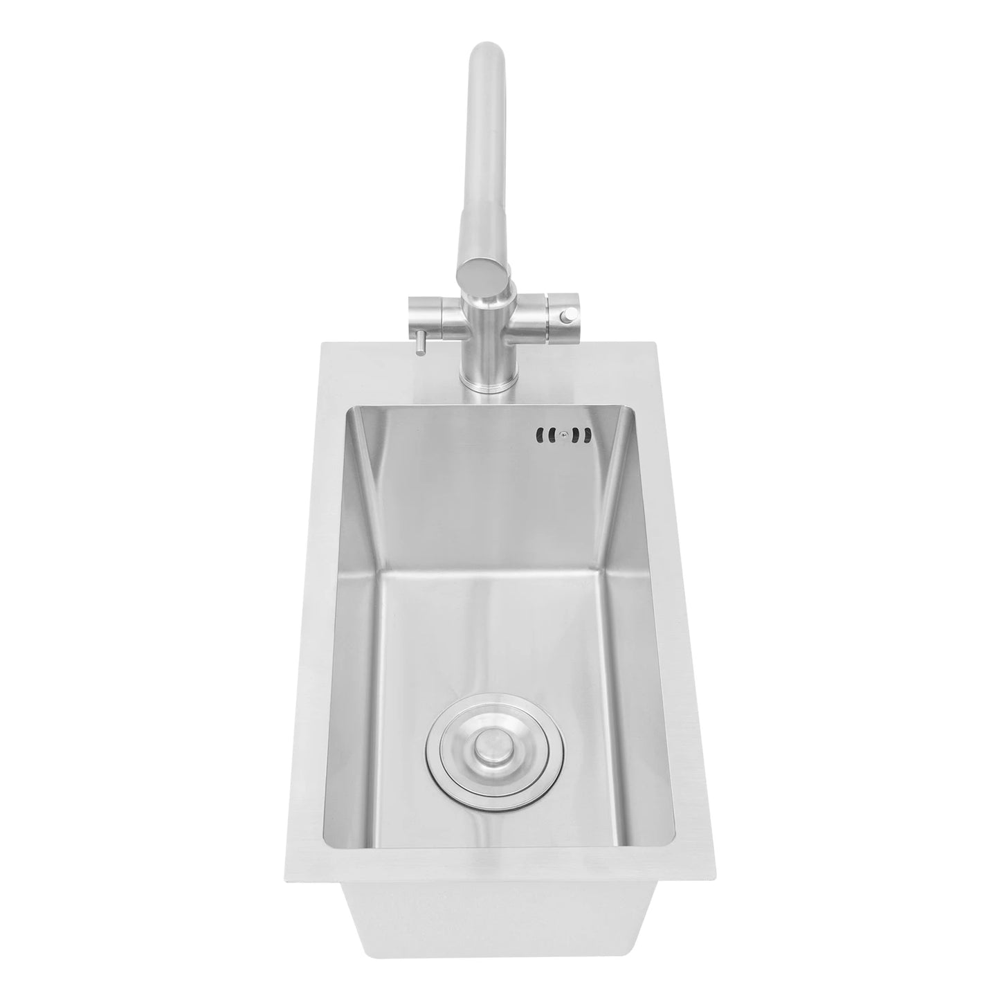 Edelstahlspüle, Küchenspüle, kleine Küchenspüle, Mini-Spüle mit Wasserhahn und Abfluss, 50 x 28 cm