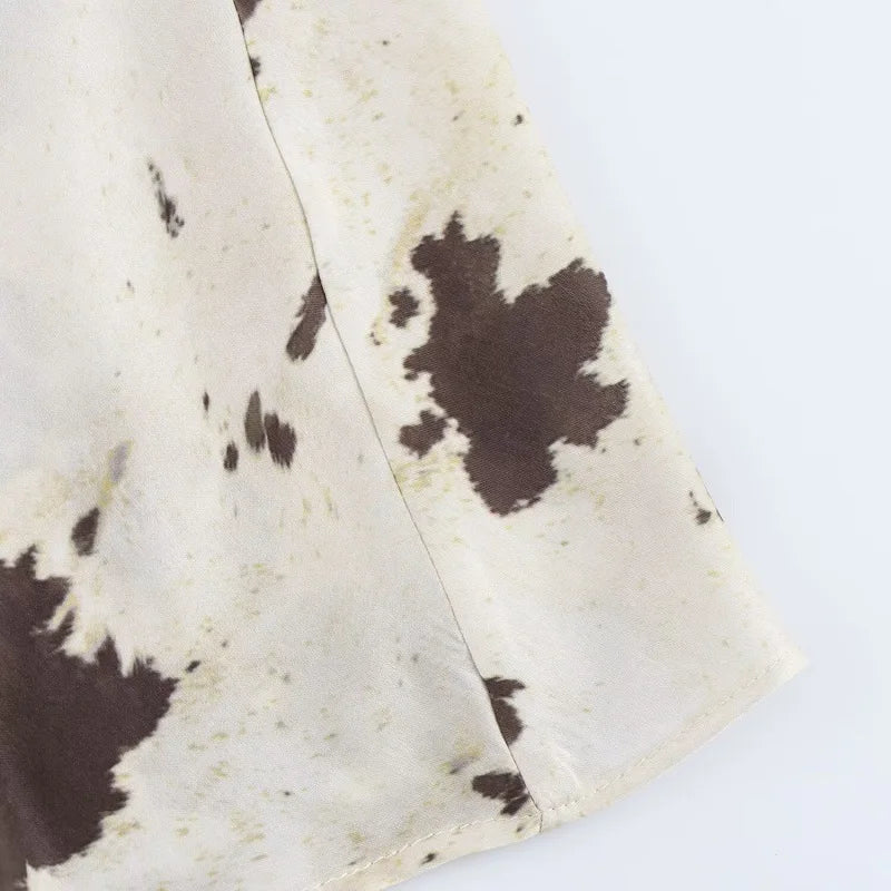 MUJER Print Satin Long Skirts for Women High Waist Midi Skirt Woman Spring Belt Women's Skirt Cylinder Vintage Women Skirt Sets.