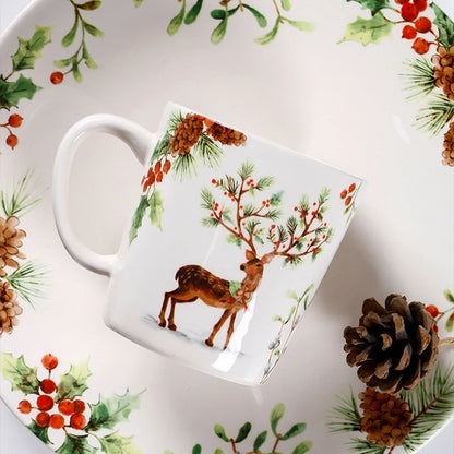 Christmas Tree Ceramic Plate European Style Tableware Coffee Mug Dinner Plates Fruit Snack Western Dishes Kitchen Christmas Gift.