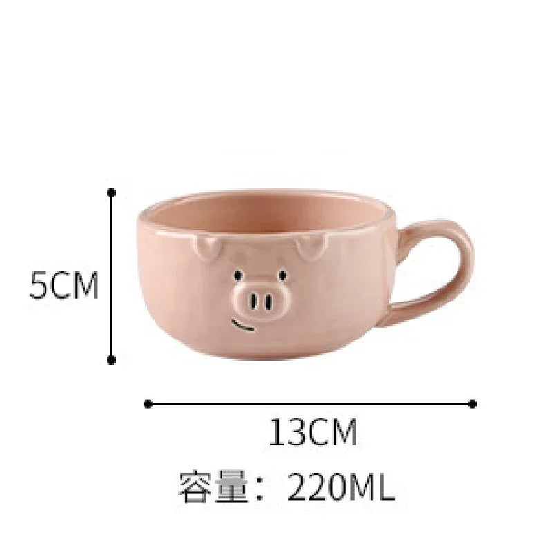 European Creative Cute Pink Pig Tableware Dishes Home Ceramic Plate Breakfast Nordic Wind Irregular Matte Plate Kitchen Utensils