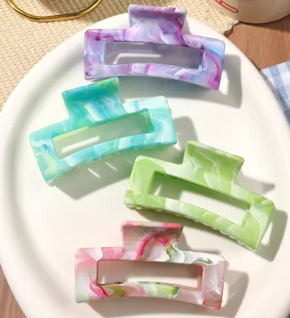 4 Pcs Pink Large Hair Claw Clips 3.4" Non-slip Big Square Matte for Women Girls, Strong Hold Banana Clips for Thick Thin Hair.