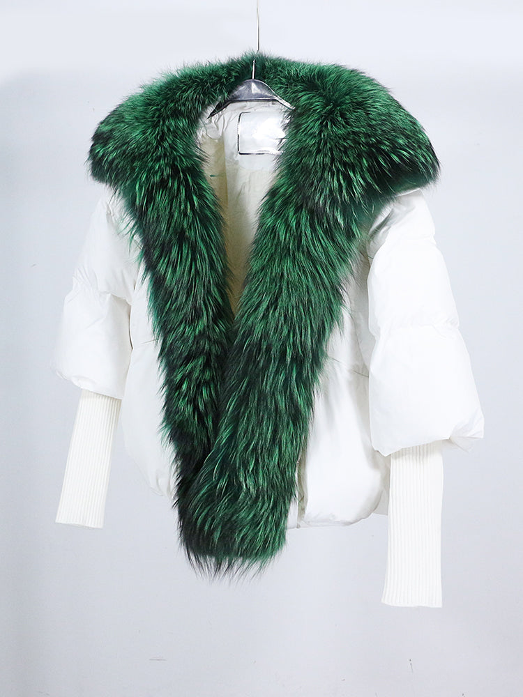 Lose Natürliche Echt Fox Pelz Kragen Mantel Dicke Neue Europäische Mode Weiße Ente Unten Jacke Winter Frauen Warme Luxus Oberbekleidung