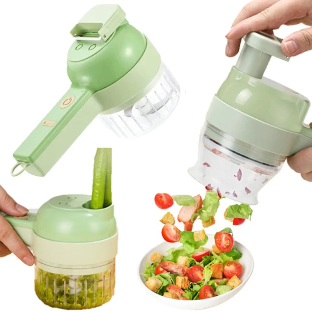 Electric Vegetable Cutter Set Handheld Wireless Garlic Masher Food Chopper Meat Grinder Machine Peel Slice Kitchen Accessories.