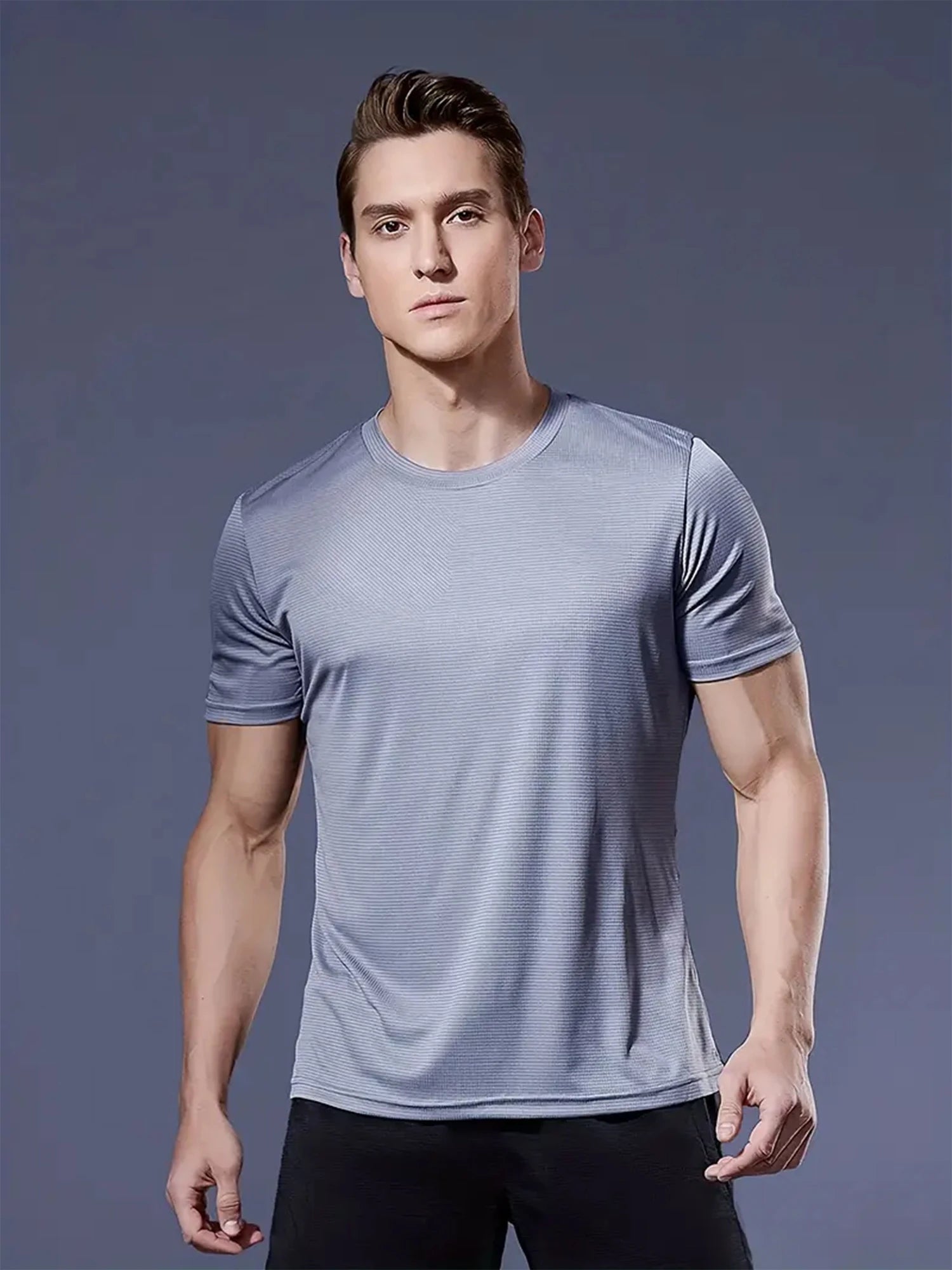 Round Neck T-Shirt 4-Color Black and White Gray Navy Ultra-Light Men's Quick-Drying Breathable Sweat-Absorbent Shirt Suitable Fo.