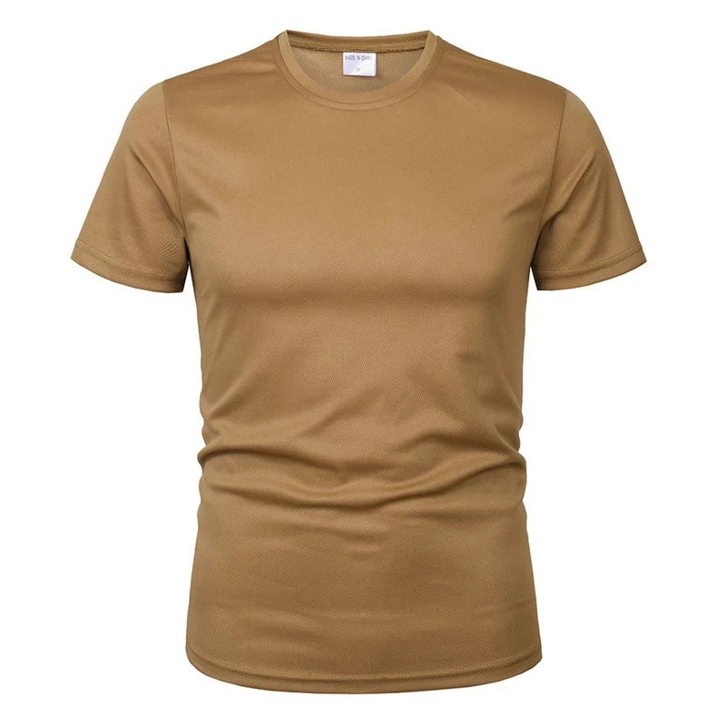 MEGE Brand Clothing Tactical Men's Tee Shirt Round Neck Solid Shirt Short Sleeve Breathable quick-drying Casual Shirt.