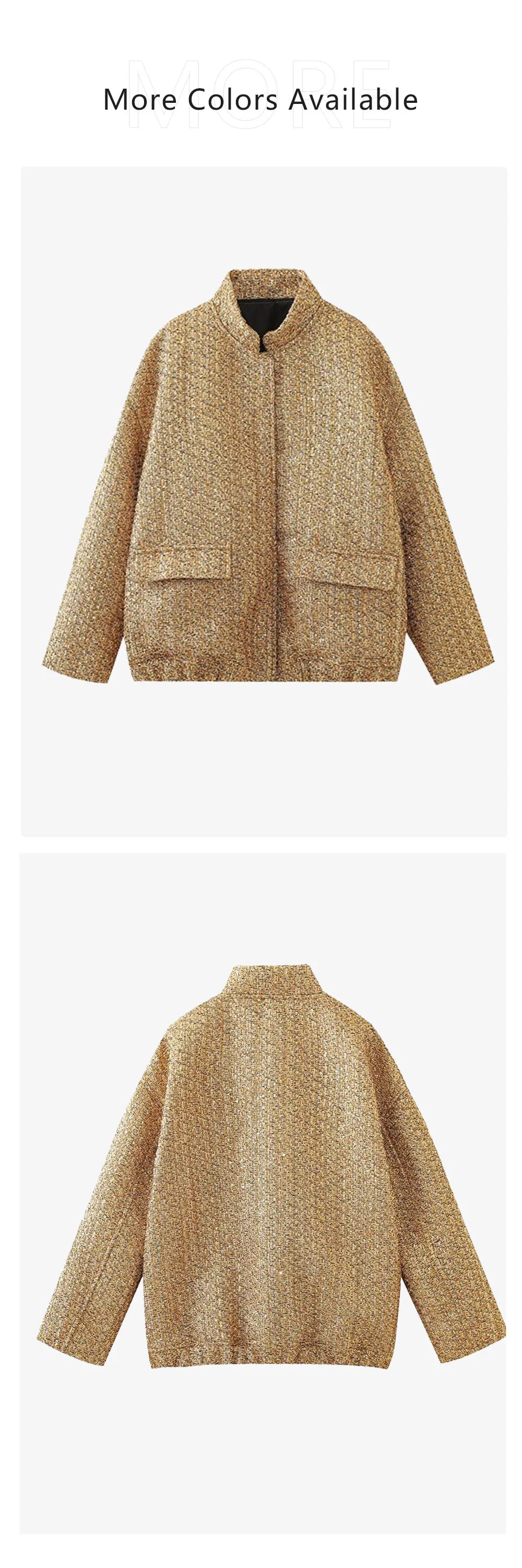 2023 Autumn/Winter New Product Women's New Fashion and Casual Versatile Stand up Collar Long Sleeve Beaded Jacket Coat.