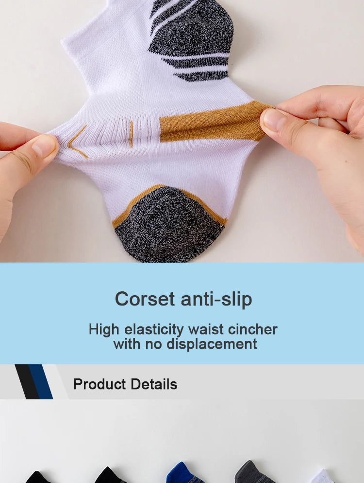 5 Pairs Socks Men's Short Socks Sweat Absorbent and Odorous Basketball Socks Running Sports Socks Breathable Mesh Men's Socks.