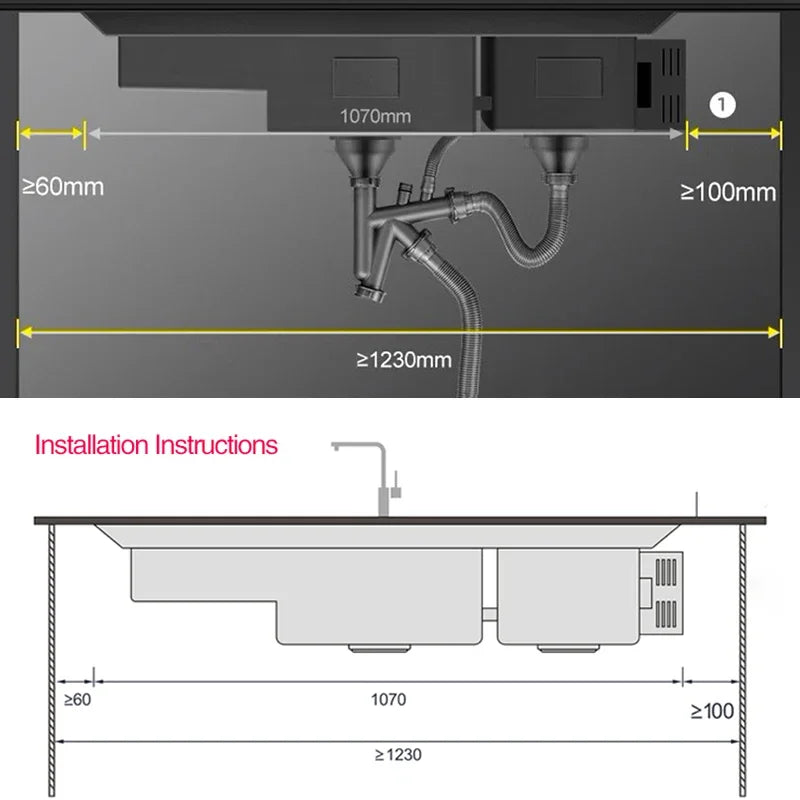 ASRAS 11550 NJH Large Size Smart Purifying Kitchen Sink Handmade Step Sink Smart Purifying Kitchen Island Sinks