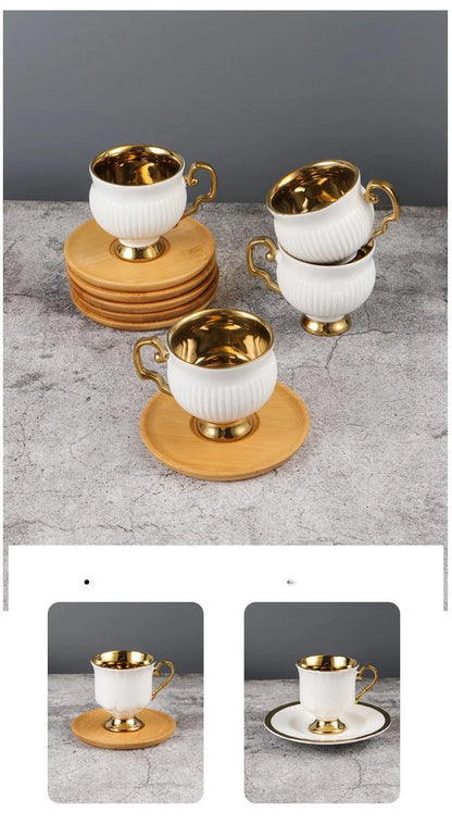 2pcs/set Turkish Coffee Cups Set Of 2 Ceramics Cup Of Coffee Creative Gifts Relief Teacup And Saucer Set Retro 90ml Gobelet.